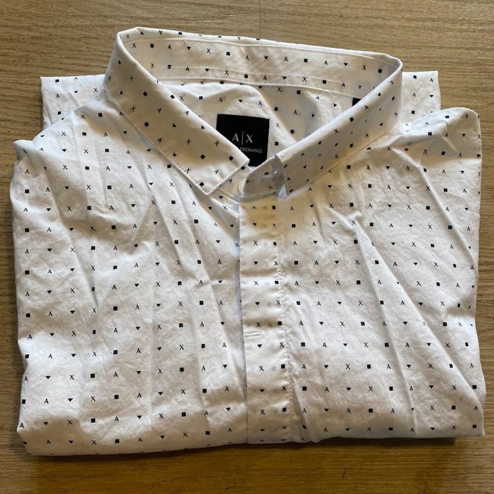 Armani Exchange Slim Fit Hourglass  Short Sleeve Woven Shirt - Picture 6 of 6